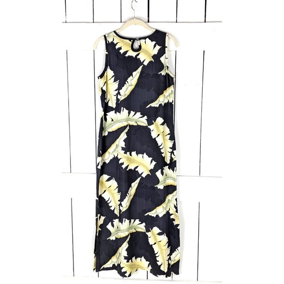 Vintage Tommy Bahama silk tropical leaf sleeveless long column summer dress 8 - Picture 2 of 4